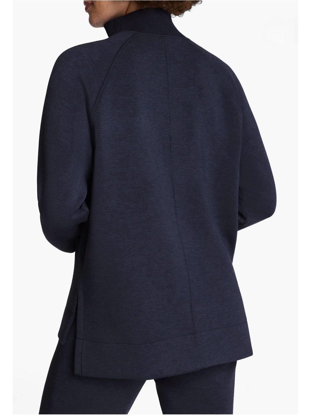 SPANX AIRESSENTIALS® BRUSHED HALF ZIP TUNIC IN HEATHER TIMELESS NAVY - Picture 5 of 6